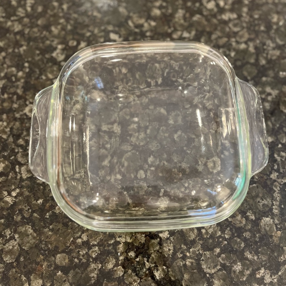 Vintage Corning Clear Glass Square Dish with Lid 8” square Retro Oven Microwave